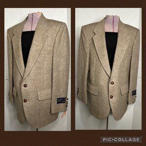 Mens 80s Sports Coat Blazer 100% Wool s/40 Short NOS With Tags Vtg GlenThorne